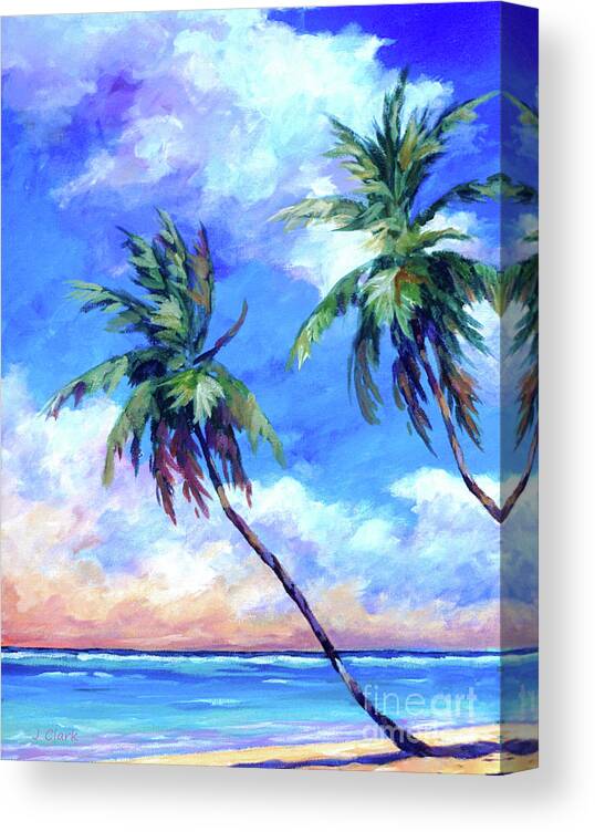 Art Canvas Print featuring the painting Palms and Evening Clouds by John Clark