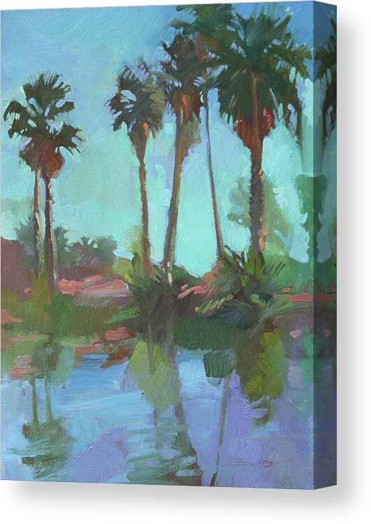 Catalina Island Paintings Canvas Print featuring the painting Palms by Elizabeth J Billups
