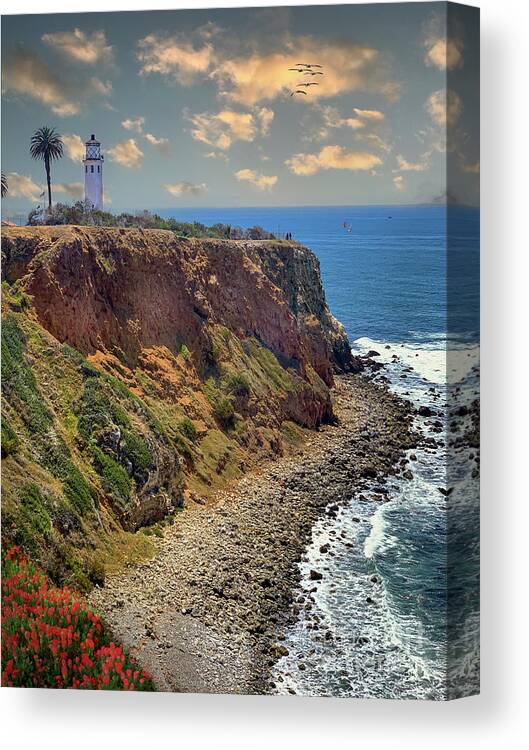 Vicente Lighthouse Canvas Print featuring the photograph Palos Verdes Vicente Lighthouse by David Zanzinger