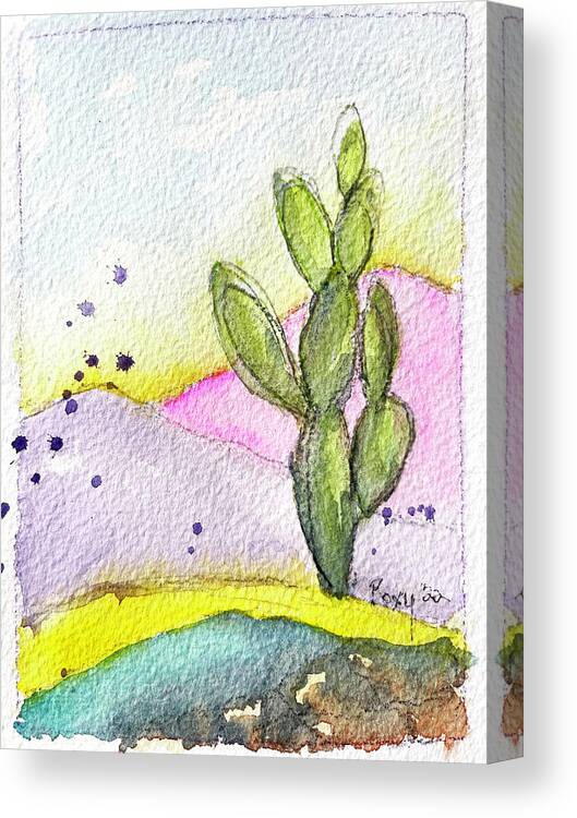 Pastel Canvas Print featuring the painting Pastel Cactus by Roxy Rich