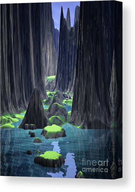 Fantasy Landscape Canvas Print featuring the digital art Path To Beyond by Phil Perkins