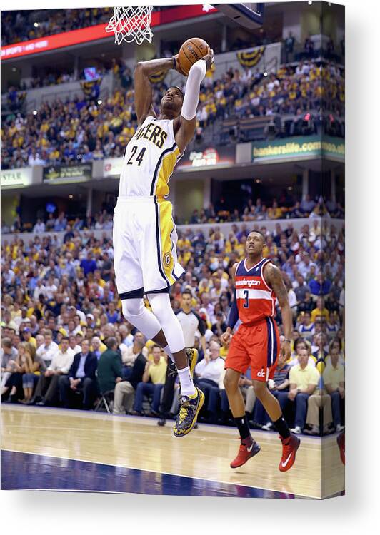 Playoffs Canvas Print featuring the photograph Paul George by Andy Lyons