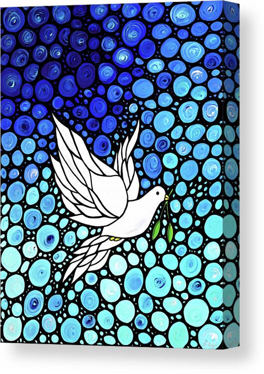 Peace Canvas Print featuring the painting Peaceful Journey - White Dove Peace Art by Sharon Cummings