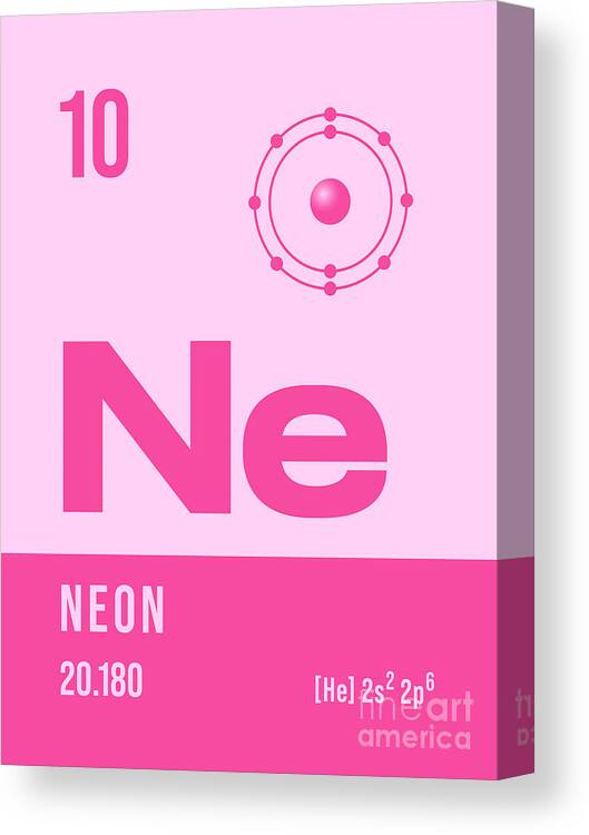 Periodic Canvas Print featuring the digital art Periodic Element A - 10 Neon Ne by Organic Synthesis