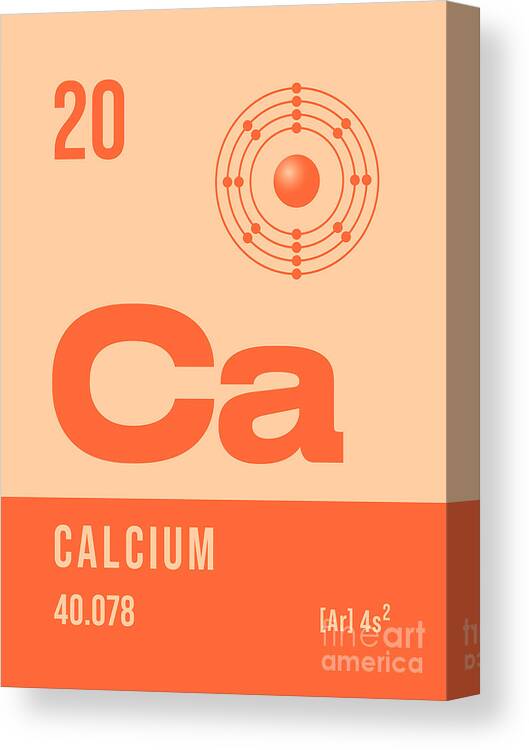 Periodic Canvas Print featuring the digital art Periodic Element A - 20 Calcium Ca by Organic Synthesis