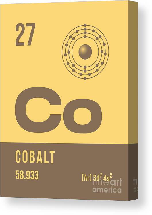 Periodic Canvas Print featuring the digital art Periodic Element A - 27 Cobalt Co by Organic Synthesis