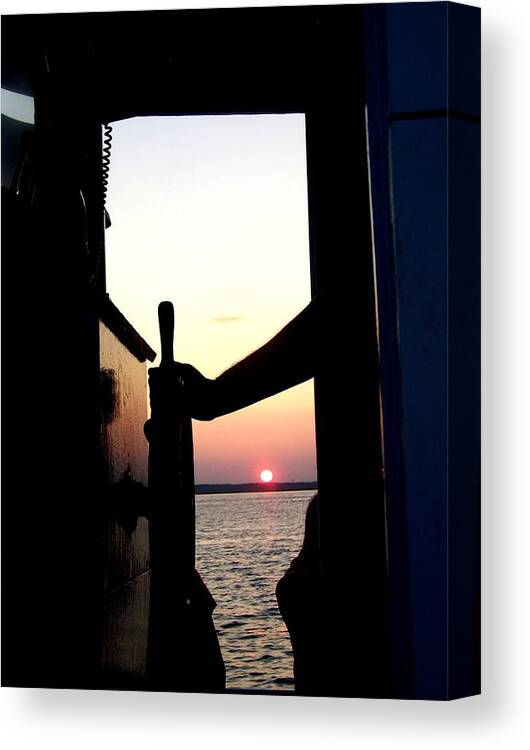 Sunset Canvas Print featuring the photograph Pilot House by Addison Likins