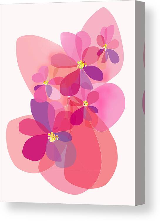 Flowers Canvas Print featuring the digital art Pink Posies by Gina Harrison