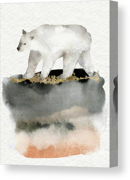 Polar Bear Canvas Print featuring the painting Polar Bear Watercolor Animal Painting by Garden Of Delights