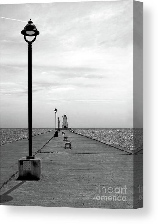 Port Maitland Pier Canvas Print featuring the photograph Port Maitland Lighthouse and Pier by Barbara McMahon