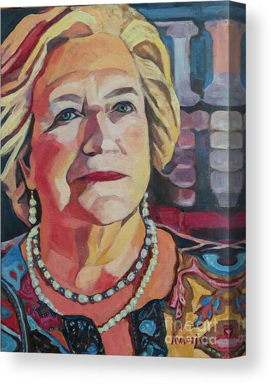 Portrait Of My Mother On Her 50th Wedding Aniversary Canvas Print featuring the painting Portrait of my Mother by Pablo Avanzini