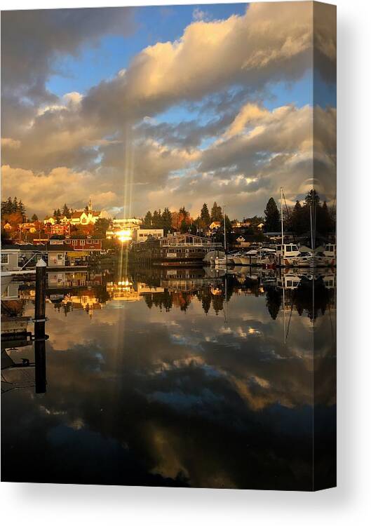 Poulsbo Canvas Print featuring the photograph Poulsbo Sunset Reflection by Jerry Abbott