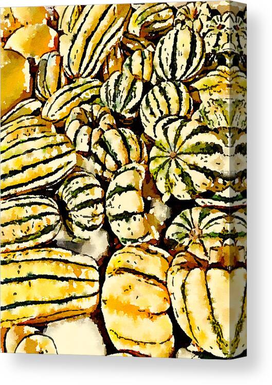 Pumplins Ready Froi Sale Canvas Print featuring the digital art Pumpkins by Steve Glines