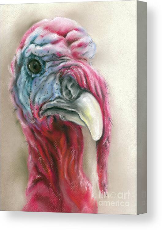 Turkey Canvas Print featuring the painting Quirky Turkey Gobbler Portrait by MM Anderson
