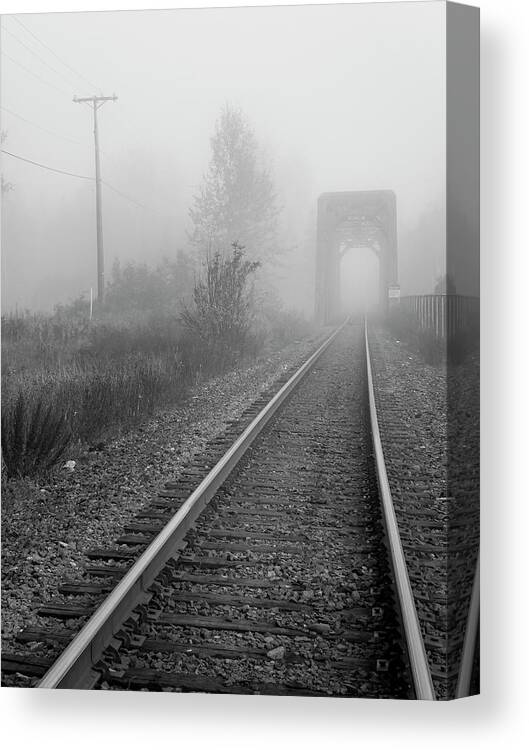 Transportation Canvas Print featuring the photograph Railroad in Fog by Mary Lee Dereske
