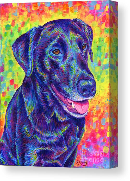 Labrador Retriever Canvas Print featuring the painting Rainbow Labrador Retriever by Rebecca Wang