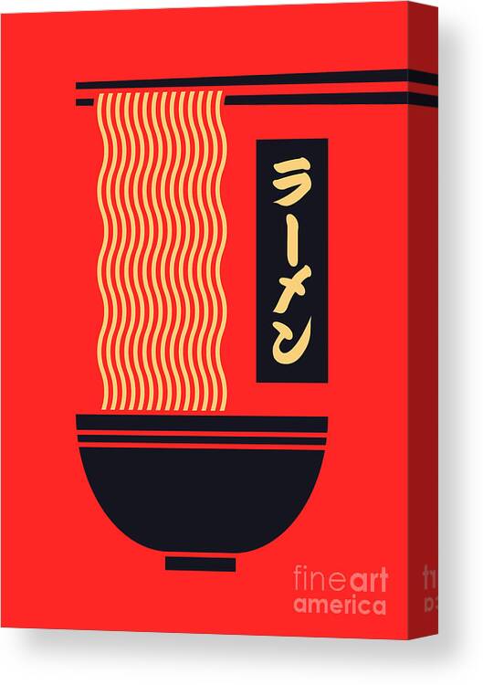 Ramen Canvas Print featuring the digital art Ramen Minimal - Red by Organic Synthesis