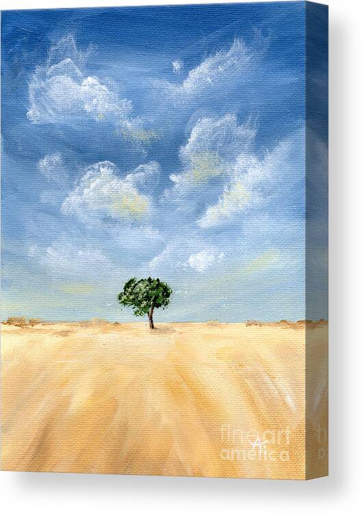 Tree Canvas Print featuring the painting Resting Place - Landscape Painting by Annie Troe