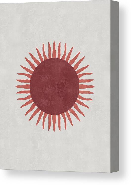 Minimal Canvas Print featuring the digital art Rising Sun - Minimal, Abstract - Mid Century Modern Art by Studio Grafiikka