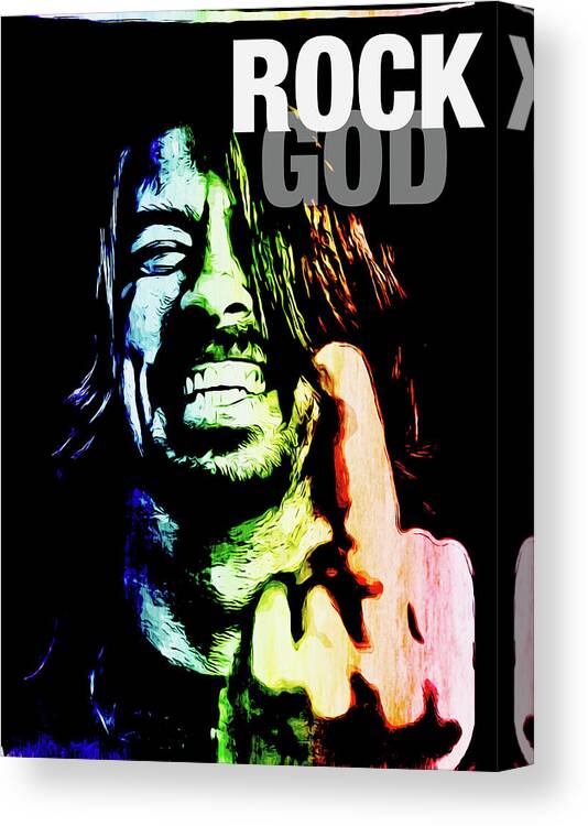 Dave Grohl Canvas Print featuring the digital art Rock God by Christina Rick