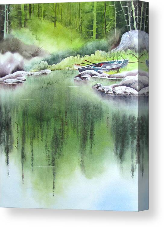 Pond Canvas Print featuring the painting Rock Pond Triptych 3 by Amanda Amend
