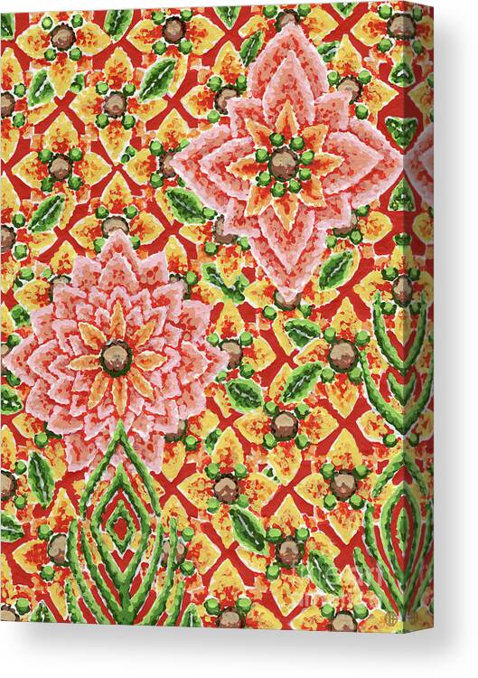 Floral Canvas Print featuring the painting Rose Gold Tapestry by Amy E Fraser