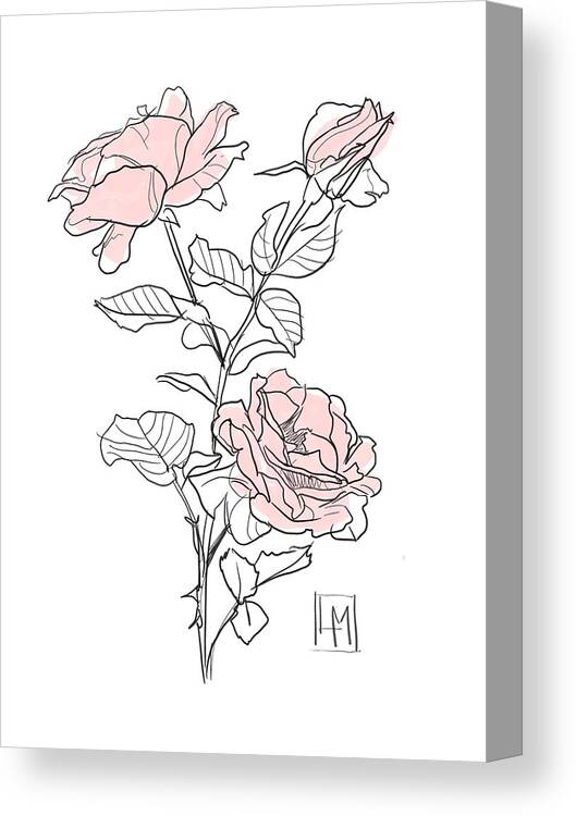 Rose Canvas Print featuring the painting Rose Heads by Luisa Millicent