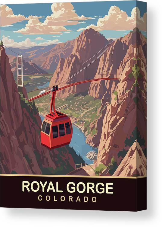 Royal Gorge Canvas Print featuring the digital art Royal Gorge, Colorado by Long Shot