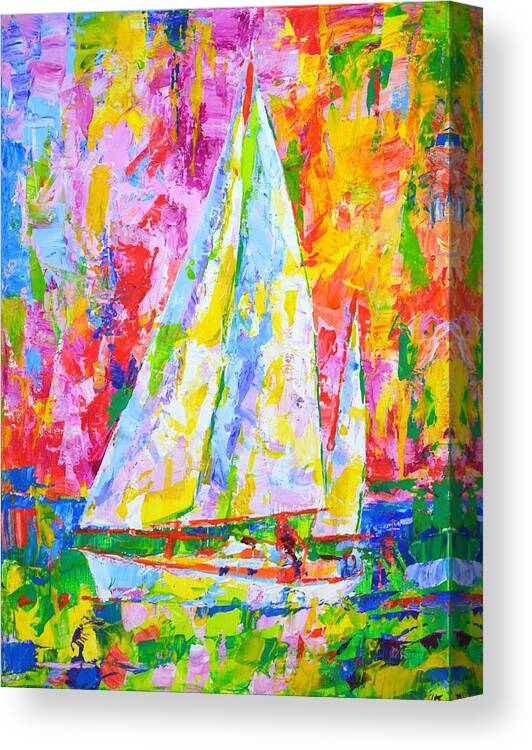 Sailboats Canvas Print featuring the painting Sailboat 9. by Iryna Kastsova