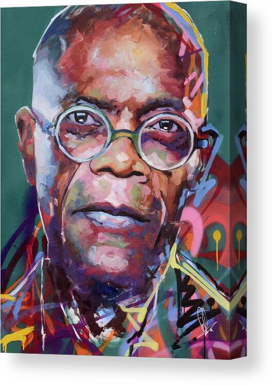 Samuel L Jackson Canvas Print featuring the painting Samuel L Jackson by Richard Day