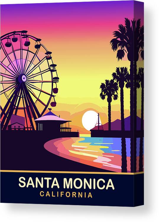 Santa Monica Canvas Print featuring the digital art Santa Monica, California by Long Shot