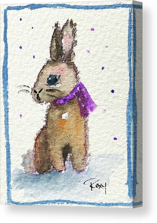 Drunk Bunny Canvas Print featuring the painting Scarf Bunny by Roxy Rich