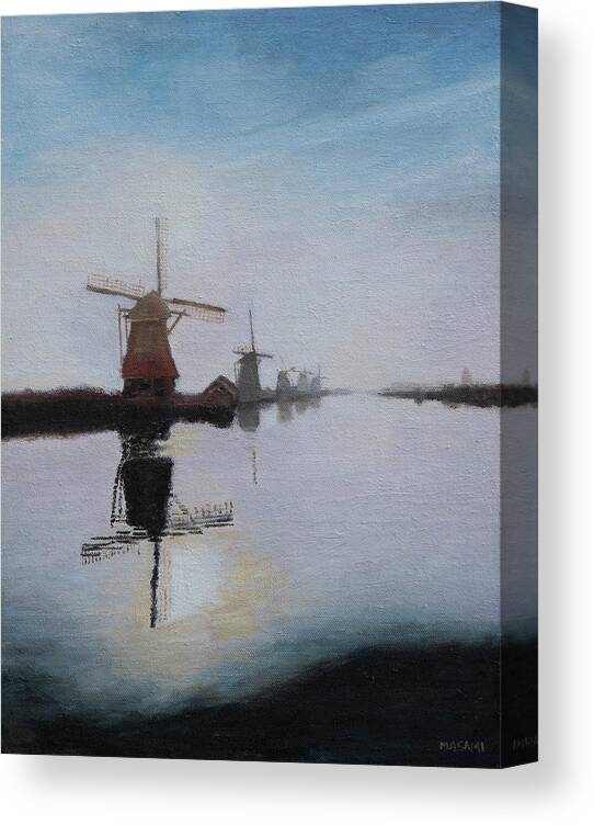 Landscape Canvas Print featuring the painting Scene From Netherlands by Masami IIDA