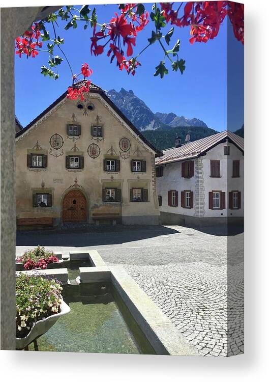 Bügl Grond Canvas Print featuring the photograph Scuol by Flavia Westerwelle