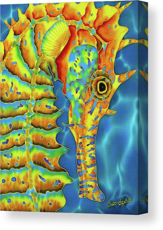 Seahorse Canvas Print featuring the painting Seahorse - Close Up by Daniel Jean-Baptiste