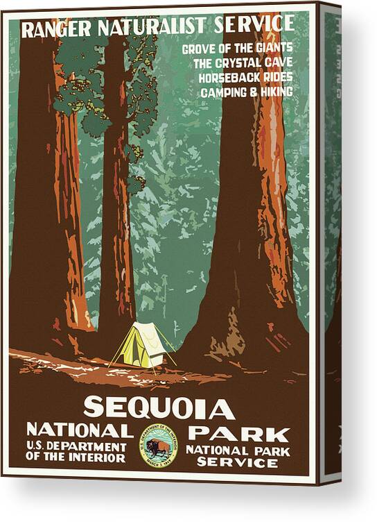 Sequoia Canvas Print featuring the photograph Sequoia National Park Retro Vintage Travel by Carol Japp