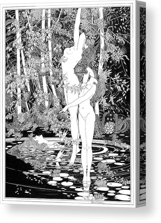 Shakespeare Drama Canvas Print featuring the drawing Shakespeare Hamlet illustrations by John Austen - Ophelia in the lake by John Archibald Austen