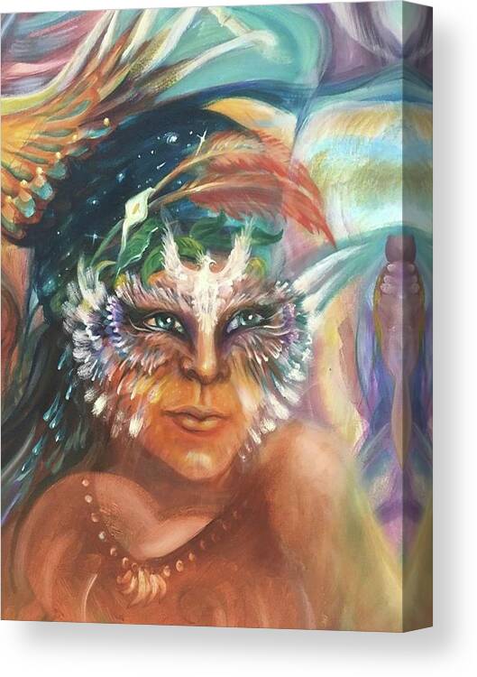 Face Mask Canvas Print featuring the painting Shape Shifter by Sofanya White
