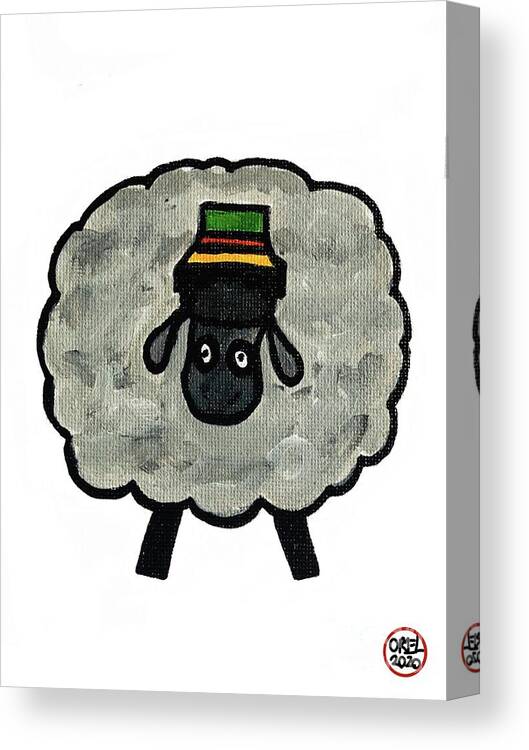  Canvas Print featuring the painting Sheep by Oriel Ceballos