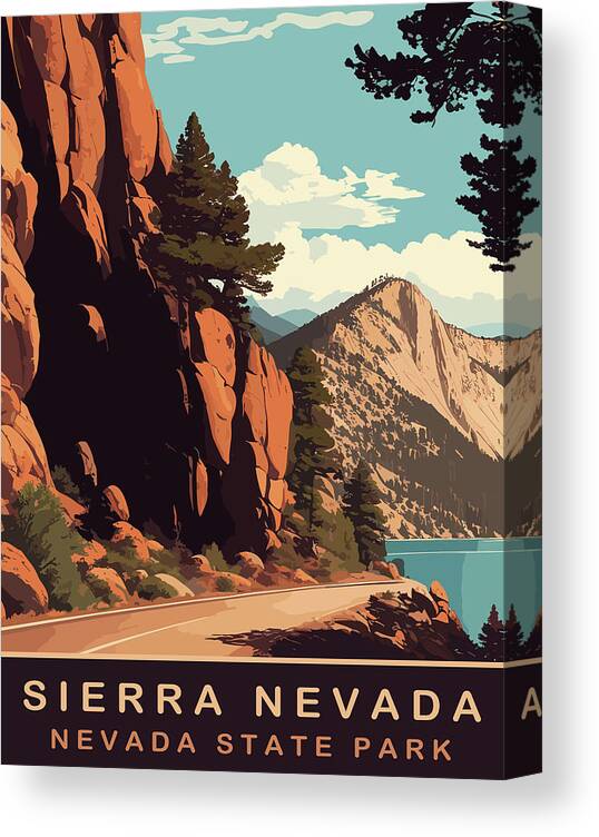 Nevada Canvas Print featuring the digital art Sierra Nevada, Mountain Road by Long Shot