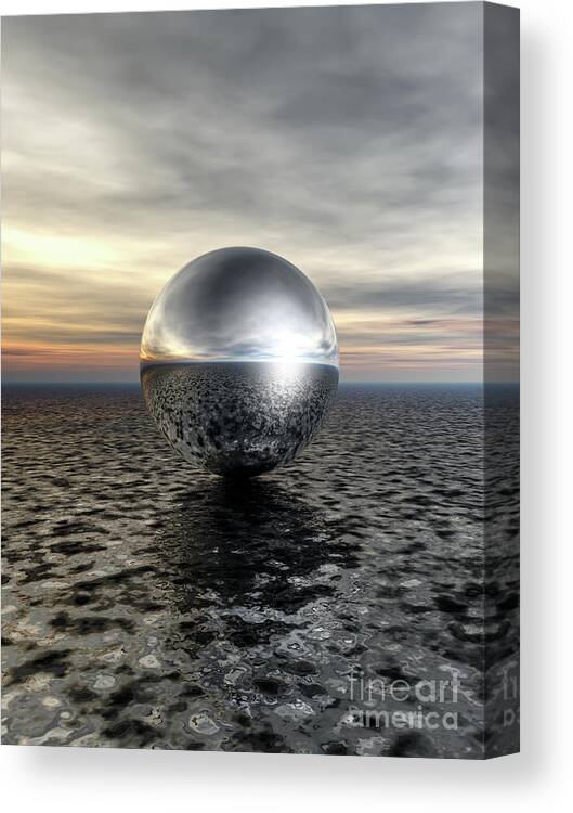 Digital Art Canvas Print featuring the digital art Silver Sphere by Phil Perkins