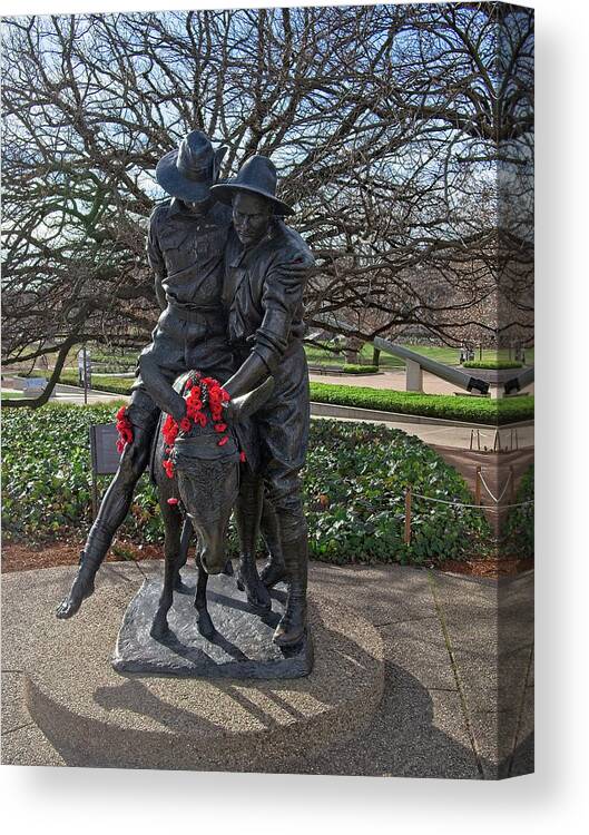 Canberra Canvas Print featuring the photograph Simpson and his Donkey - Canberra - Australia by Steven Ralser