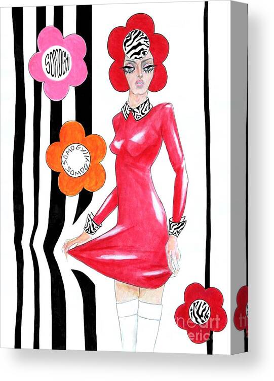 Mary Quant Canvas Print featuring the painting Sixties Redhead No. 4 by Jayne Somogy