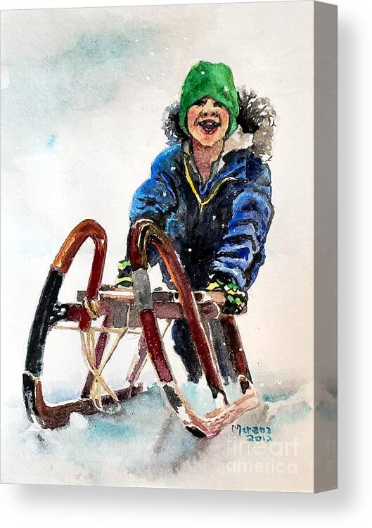 Snow Canvas Print featuring the painting Snow Day part 1 by Merana Cadorette