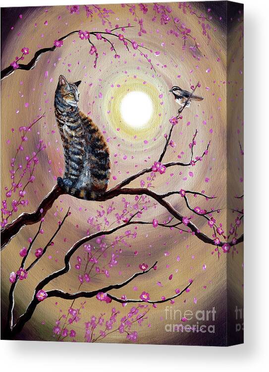 Zen Canvas Print featuring the painting Song of the Chickadee by Laura Iverson