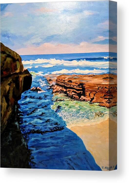 Coastal Beauty Canvas Print featuring the painting Southern california by Ray Khalife
