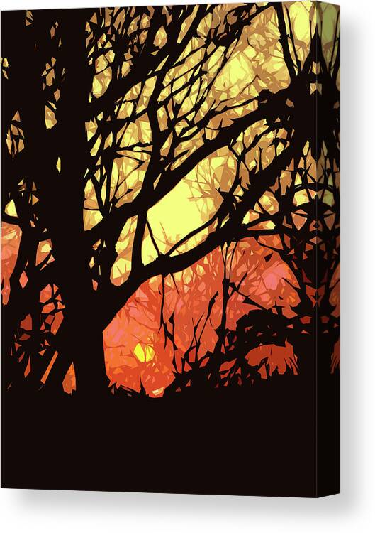 Sunset Canvas Print featuring the digital art Spectacular Sunset by Nancy Olivia Hoffmann