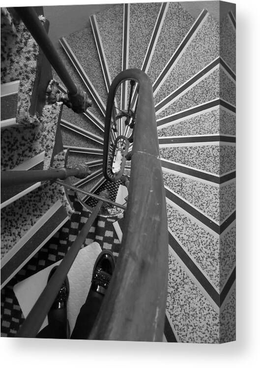 All Canvas Print featuring the digital art Spiral Staircases Paris Black and White KN67 by Art Inspirity