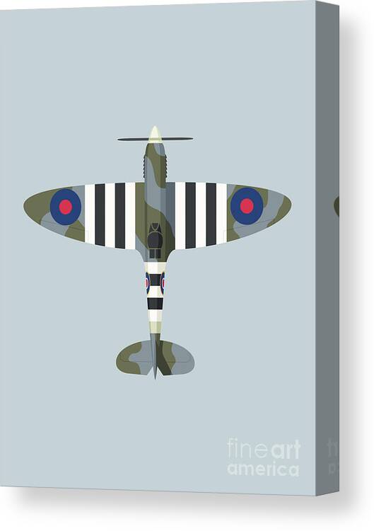 Aircraft Canvas Print featuring the digital art Spitfire WWII Fighter Aircraft - Grey by Organic Synthesis