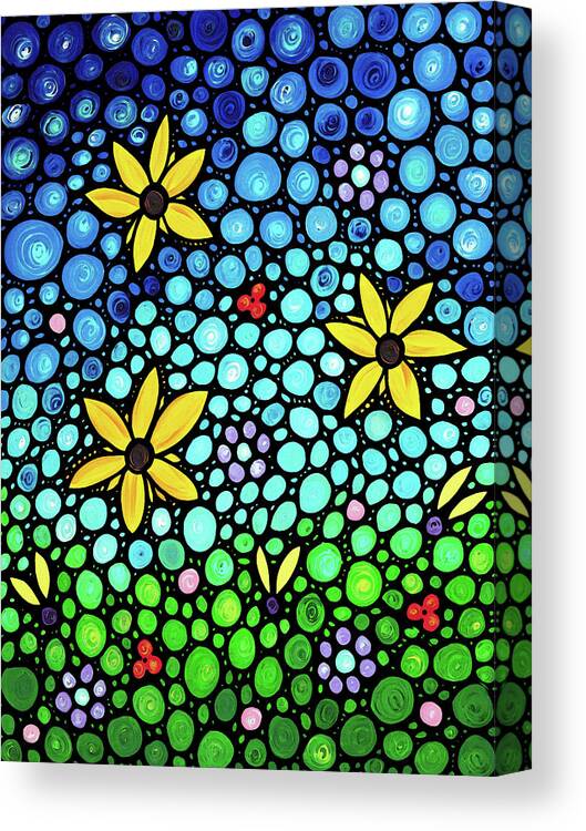 Floral Canvas Print featuring the painting Spring Maidens Large Size Flower Mosaic Art by Sharon Cummings